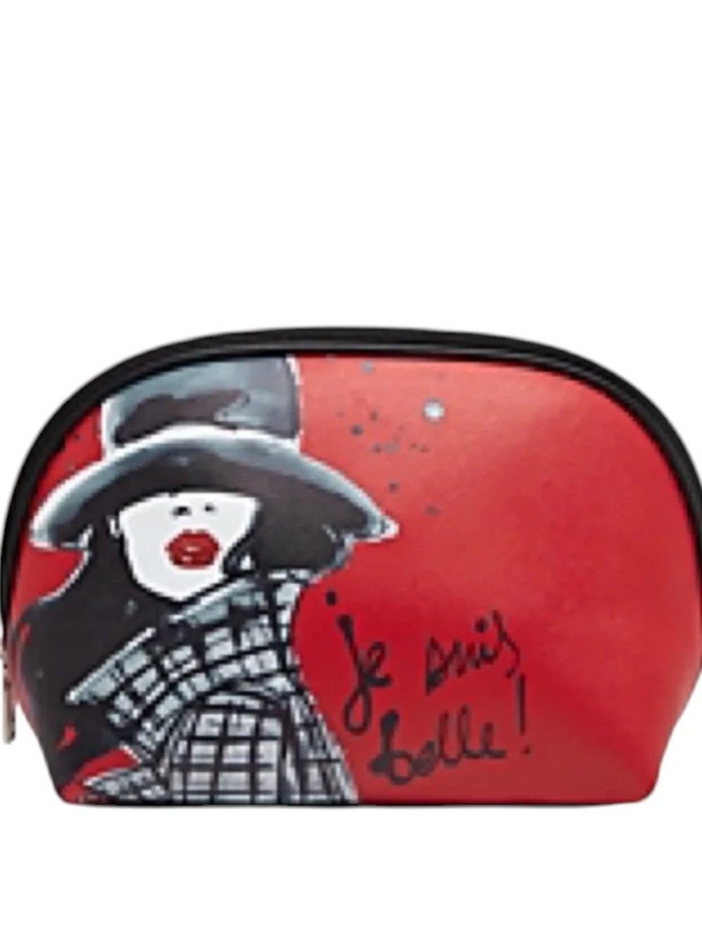 Izak Zenou "Je suis belle!" Dome Pouch Cosmetic Bag NWT